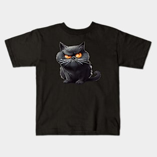 Funny Black Cat, Annoyed looking Cat Kids T-Shirt